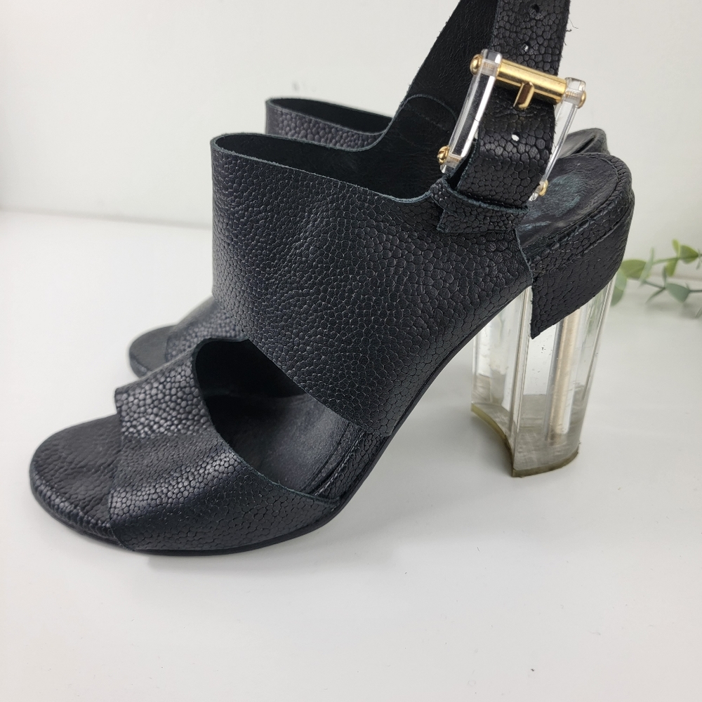 Miista Black/Clear Lucite Sandals Sz 39